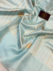 Pani Blue Pure Banarasi Handloom Silk Saree - Aura Benaras