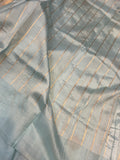 Pani Blue Pure Banarasi Handloom Silk Saree - Aura Benaras