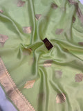 Pista Green Pure Banarasi Handloom Silk Saree - Aura Benaras