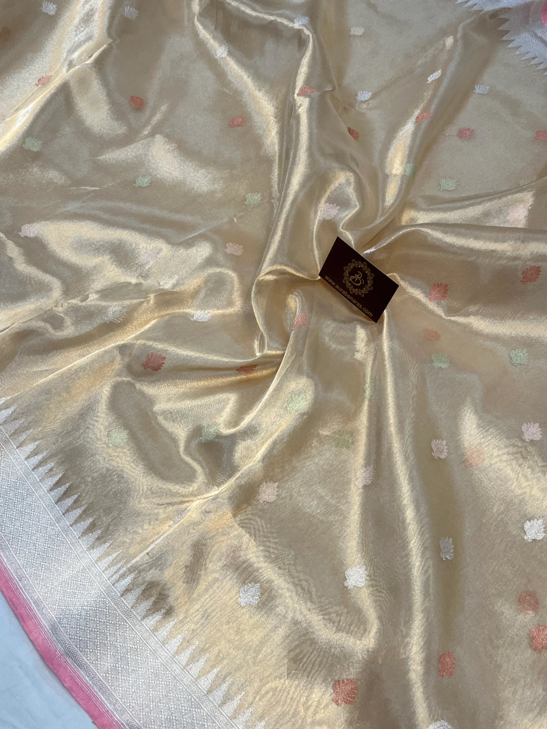 Pre Order :: Golden Banarasi Handloom Tissue Silk Saree