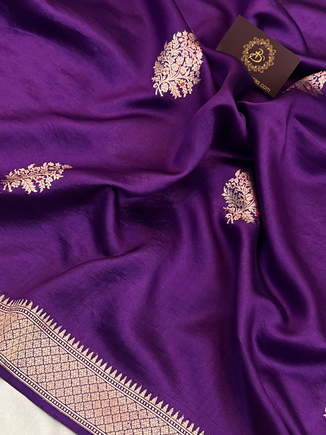 Purple Pure Silk Handloom Banarasi Saree with Kadhwa meenakari motifs
