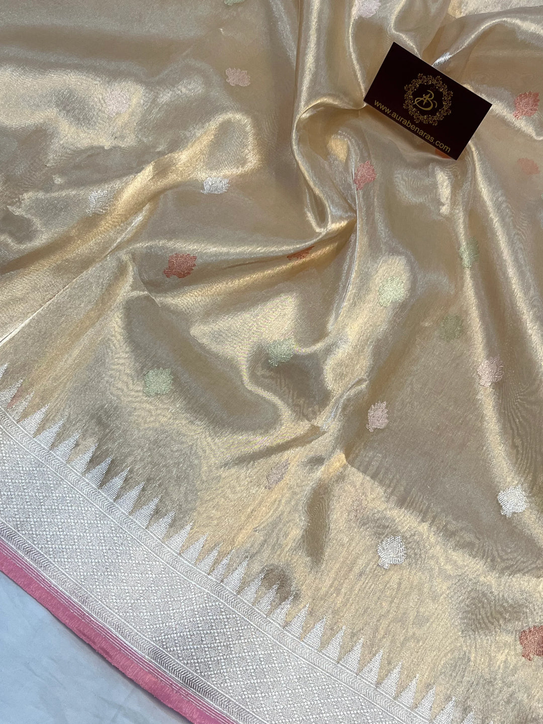 Pre Order :: Golden Banarasi Handloom Tissue Silk Saree