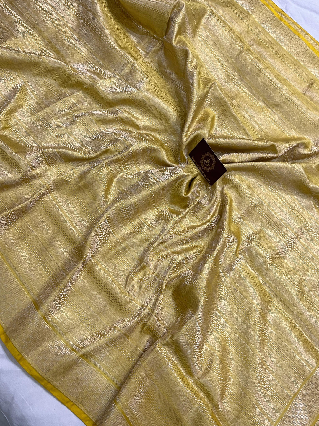 Yellow Pure Banarasi Handloom Katan Silk Saree - Aura Benaras
