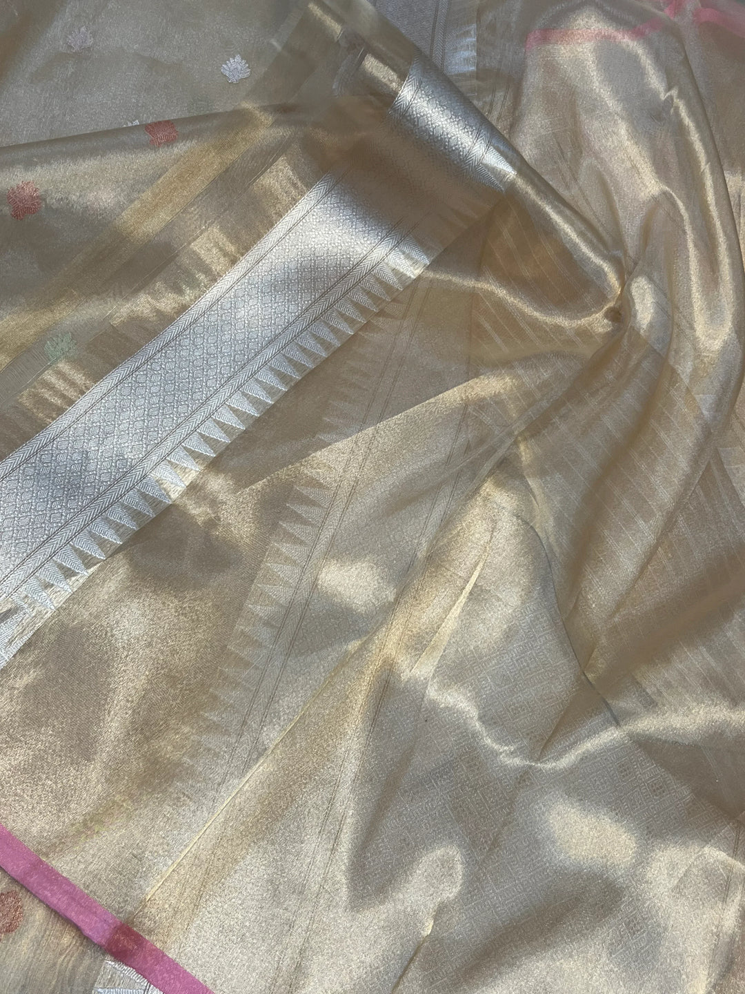 Pre Order :: Golden Banarasi Handloom Tissue Silk Saree