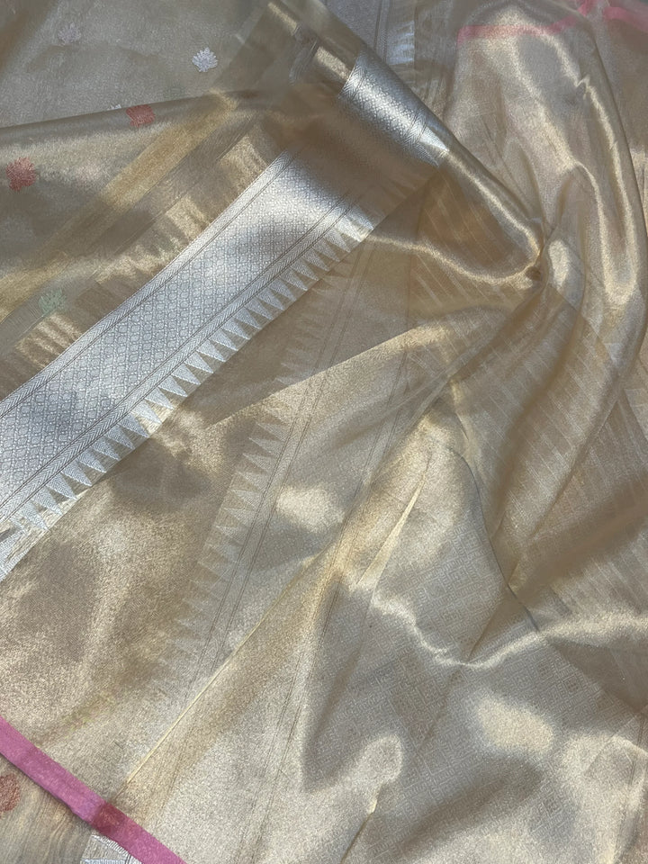 Pre Order :: Golden Banarasi Handloom Tissue Silk Saree