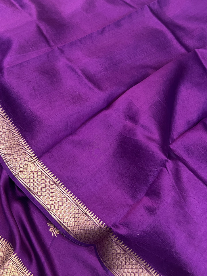Purple Pure Silk Handloom Banarasi Saree with Kadhwa meenakari motifs