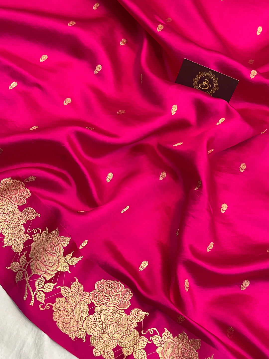 Rani Pink Pure Silk Handloom Banarasi Saree with Kadhwa Motifs