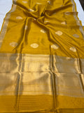 Mustard Yellow Pure Banarasi Handloom Silk Saree - Aura Benaras