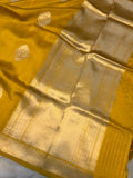 Mustard Yellow Pure Banarasi Handloom Silk Saree - Aura Benaras