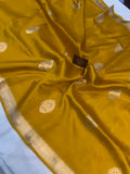 Mustard Yellow Pure Banarasi Handloom Silk Saree - Aura Benaras