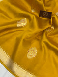 Mustard Yellow Pure Banarasi Handloom Silk Saree - Aura Benaras