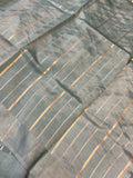 Greyish Green Pure Banarasi Handloom Silk Saree - Aura Benaras