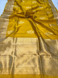 Yellow Pure Banarasi Handloom Silk Saree - Aura Benaras