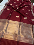 Maroon Pure Banarasi Handloom Silk Saree - Aura Benaras