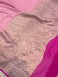 Baby Pink Banarasi Handloom Pure Khaddi Georgette Saree - Aura Benaras