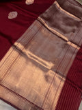 Maroon Pure Banarasi Handloom Silk Saree - Aura Benaras