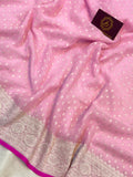 Baby Pink Banarasi Handloom Pure Khaddi Georgette Saree - Aura Benaras