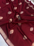 Maroon Pure Banarasi Handloom Silk Saree - Aura Benaras