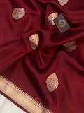 Maroon Pure Banarasi Handloom Silk Saree - Aura Benaras