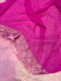 Baby Pink Banarasi Handloom Pure Khaddi Georgette Saree - Aura Benaras