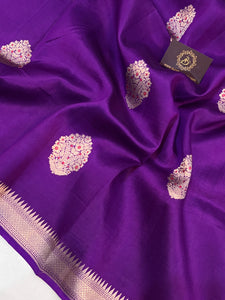 Purple Pure Banarasi Handloom Silk Saree - Aura Benaras