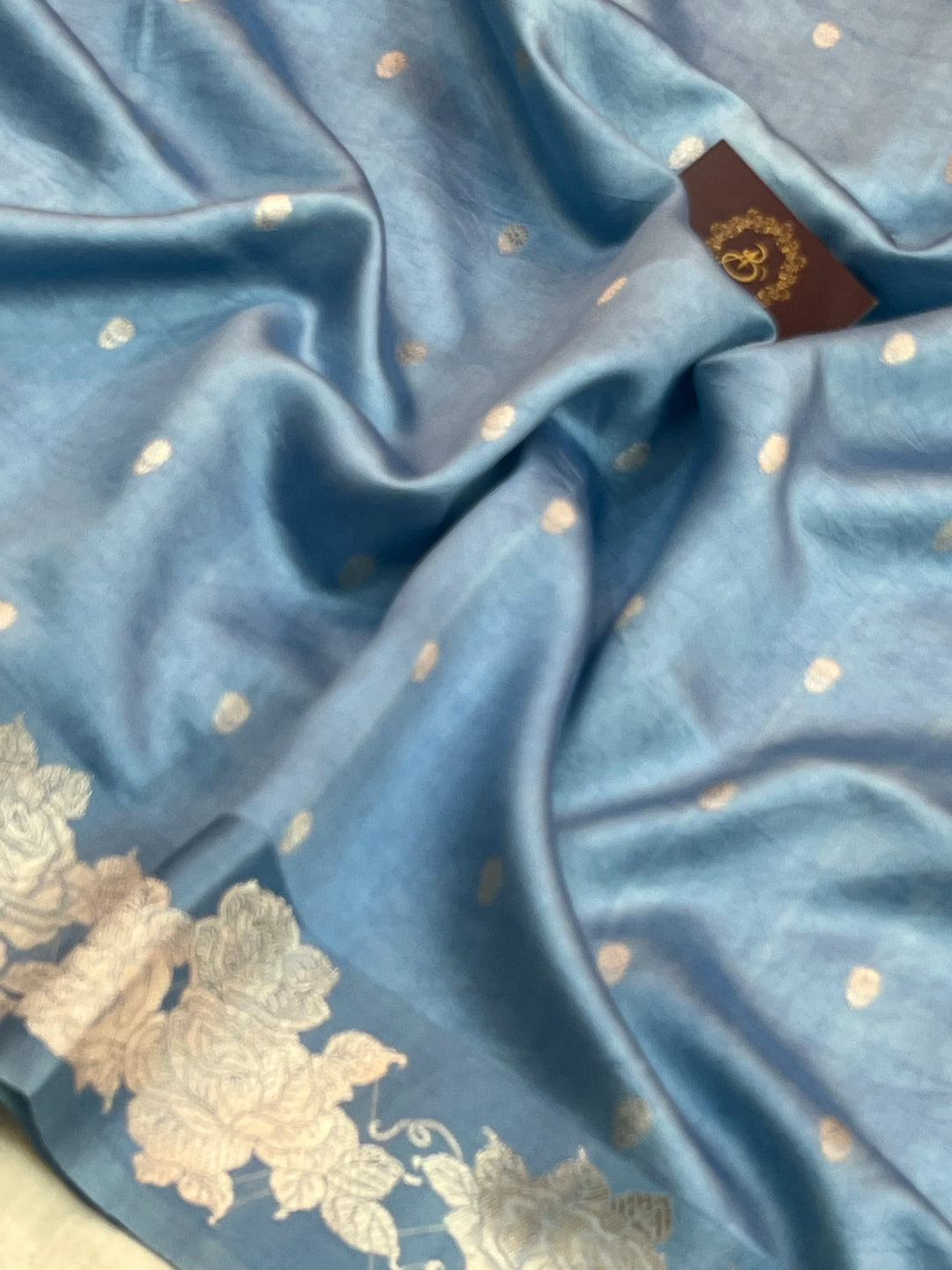 Blue Pure Silk Handloom Banarasi Saree with Kadhwa Motifs