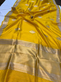 Yellow Pure Banarasi Handloom Silk Saree - Aura Benaras