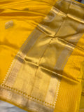 Yellow Pure Banarasi Handloom Silk Saree - Aura Benaras