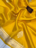 Yellow Pure Banarasi Handloom Silk Saree - Aura Benaras