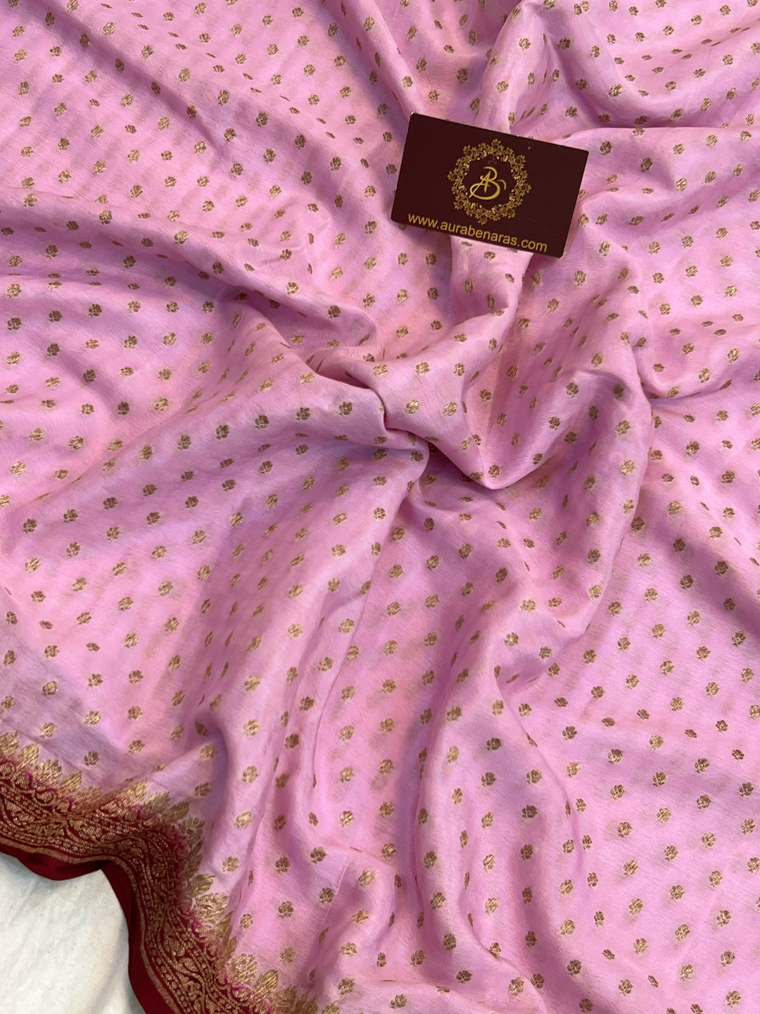 Pastel Lavender Pure Crepe Silk Handloom Banarasi Saree