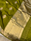 Mehendi Green Pure Banarasi Handloom Silk Saree - Aura Benaras