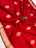 Red Pure Banarasi Handloom Silk Saree - Aura Benaras