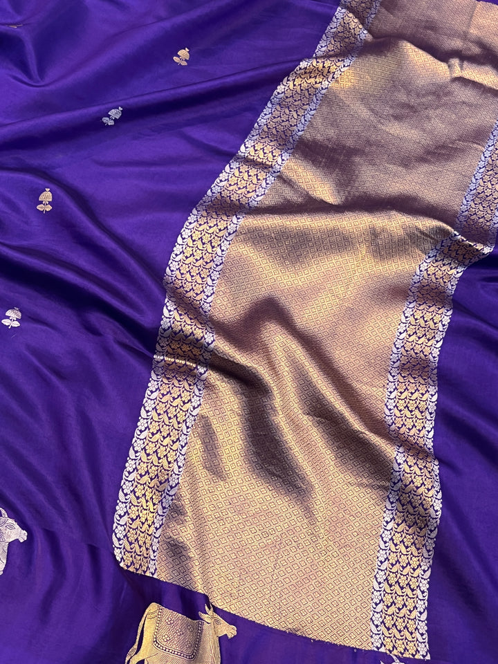 Purple Pure Katan Silk Banarasi Handloom Saree