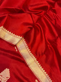 Red Pure Banarasi Handloom Silk Saree - Aura Benaras