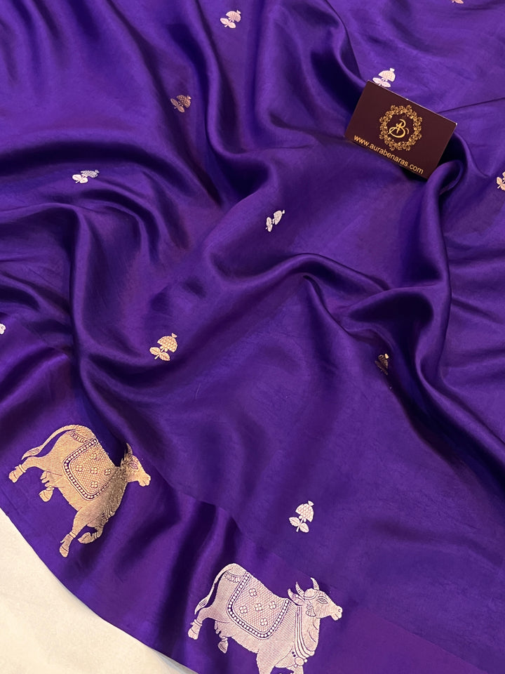 Purple Pure Katan Silk Banarasi Handloom Saree