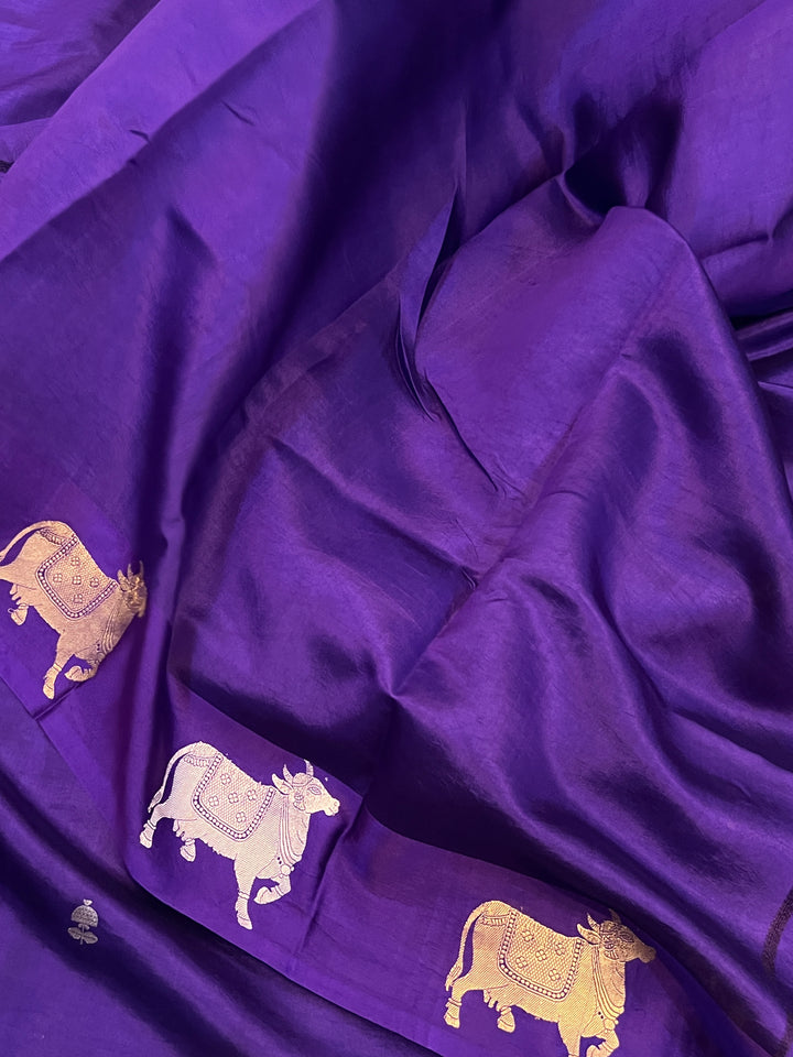Purple Pure Katan Silk Banarasi Handloom Saree