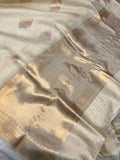 Cream Pure Banarasi Handloom Silk Saree