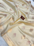 Cream Pure Banarasi Handloom Silk Saree