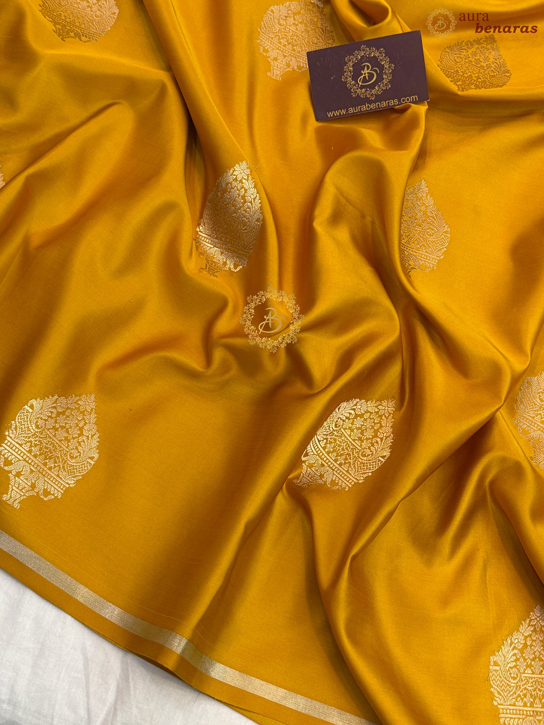 Mustard Yellow Pure Banarasi Handloom Mashru Silk Saree