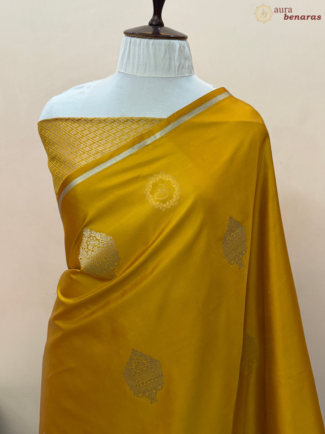 Mustard Yellow Pure Banarasi Handloom Mashru Silk Saree