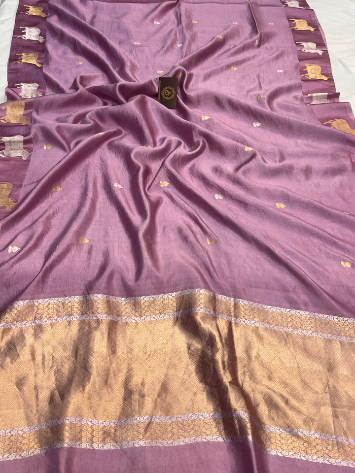 Pastel Lavender Pure Katan Silk Banarasi Handloom Saree