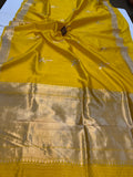 Yellow Pure Banarasi Handloom Silk Saree - Aura Benaras