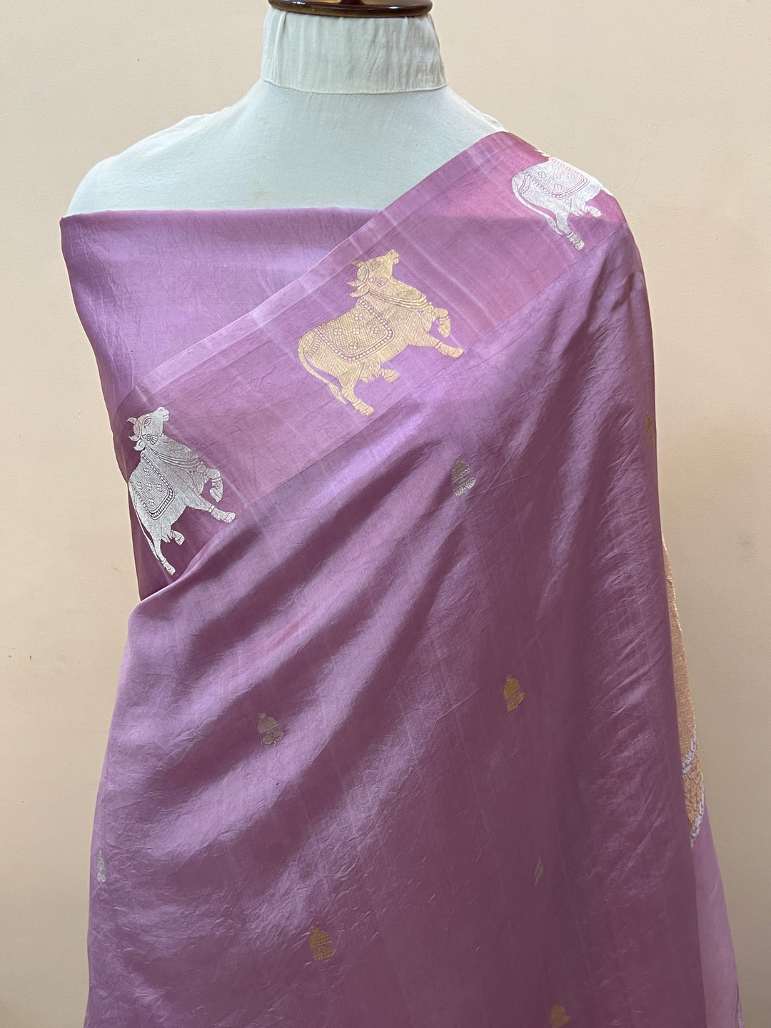 Pastel Lavender Pure Katan Silk Banarasi Handloom Saree