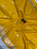 Yellow Pure Banarasi Handloom Silk Saree - Aura Benaras