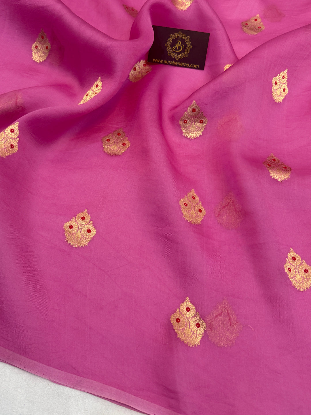 Pink Lavender Pure Kora Silk Handloom Banarasi Saree