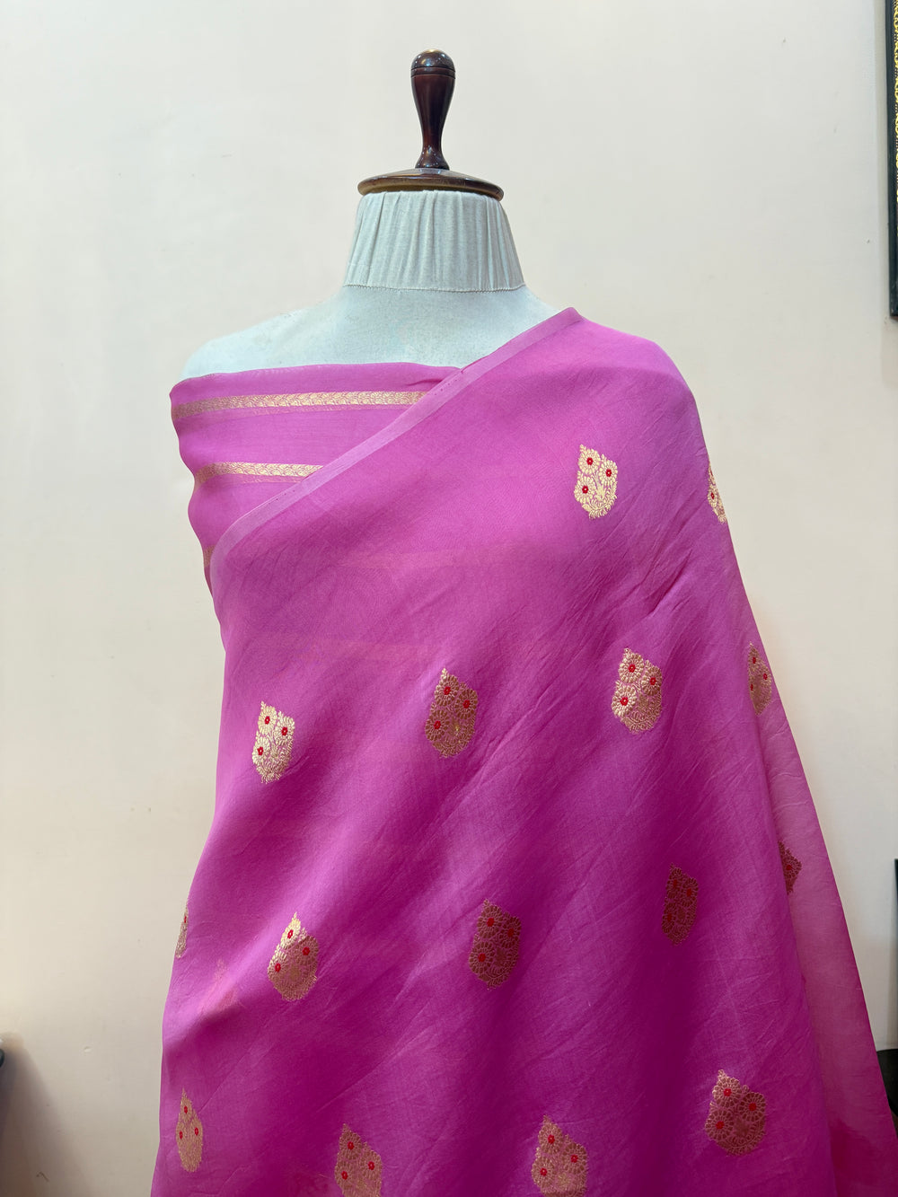 Pink Lavender Pure Kora Silk Handloom Banarasi Saree