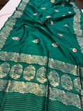 Green Pure Banarasi Handloom Silk Saree - Aura Benaras