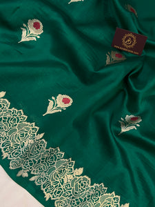 Green Pure Banarasi Handloom Silk Saree - Aura Benaras