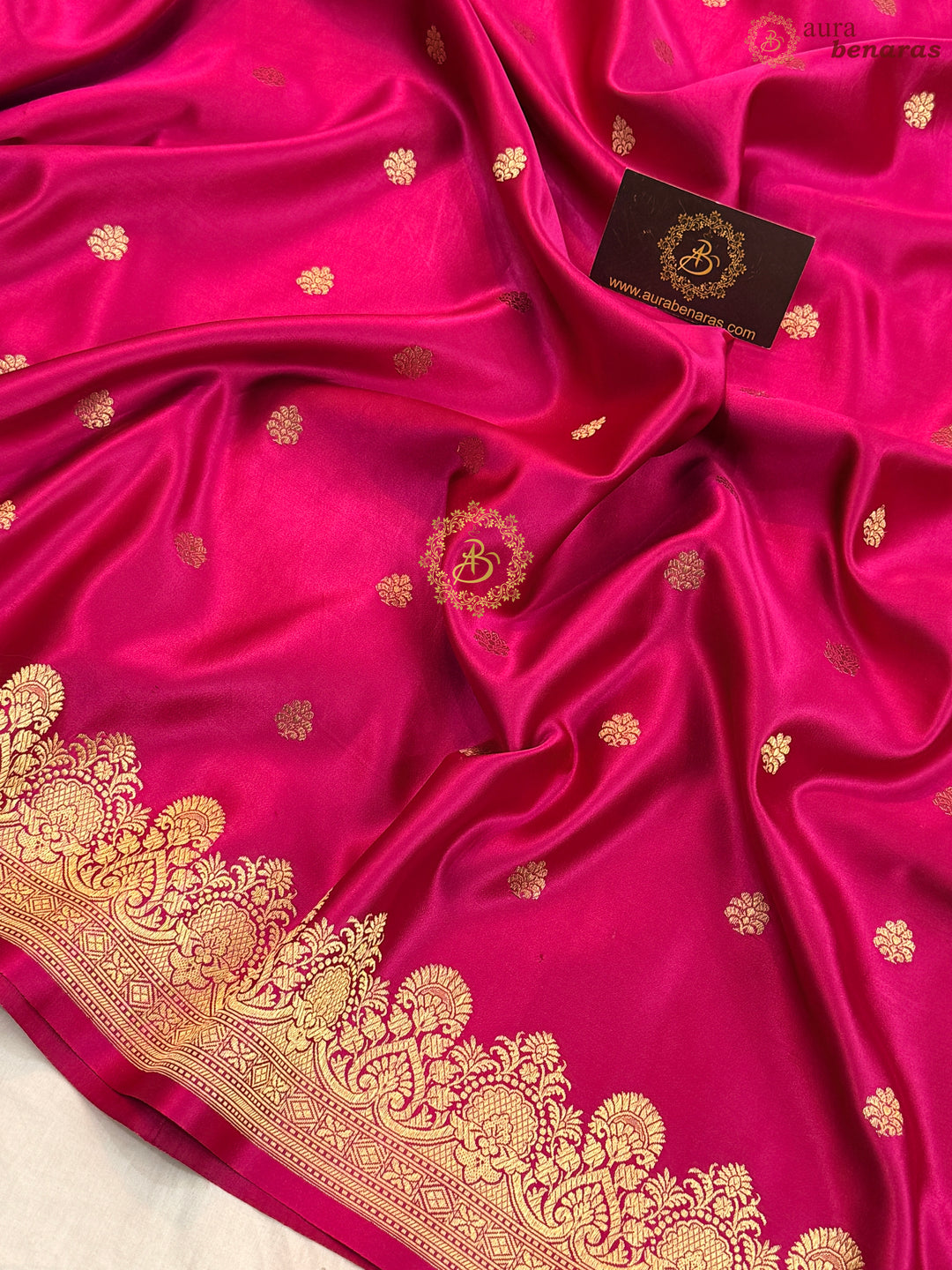 Rani Pink Pure Banarasi Handloom Mashru Silk Saree