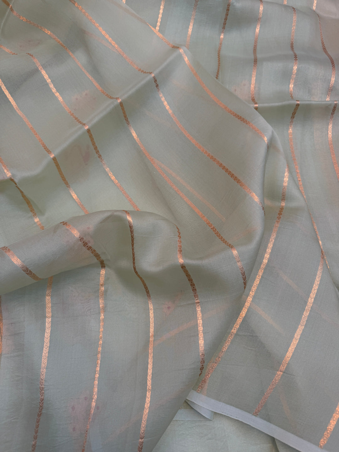 Sage Blue Pure Kora Silk Handloom Banarasi Saree